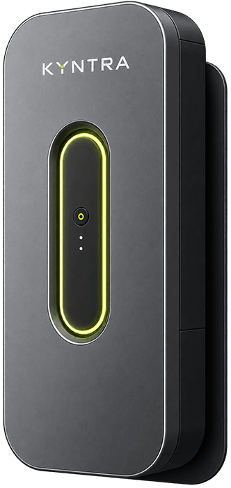 Kyntra One energy module with aluminium shell, lime status ring and mounting plate